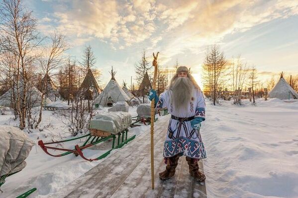 Ямальский Дед Мороз Ямал Ири в своей резиденции в поселке Горнокнязевск