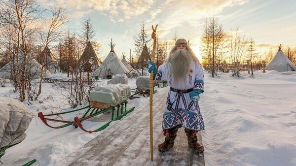 Ямальский Дед Мороз Ямал Ири в своей резиденции в поселке Горнокнязевск