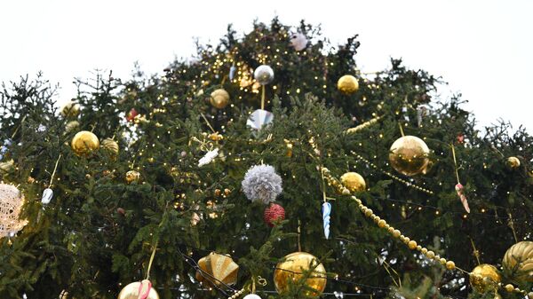 Украшенная новогодняя елка на Соборной площади Московского Кремля