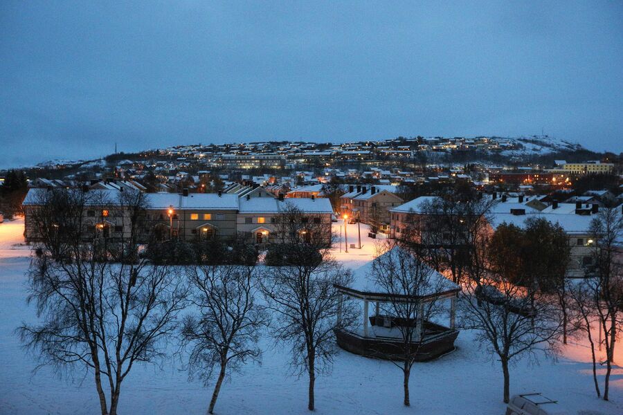 Вид на вечерний Киркенес, Норвегия
