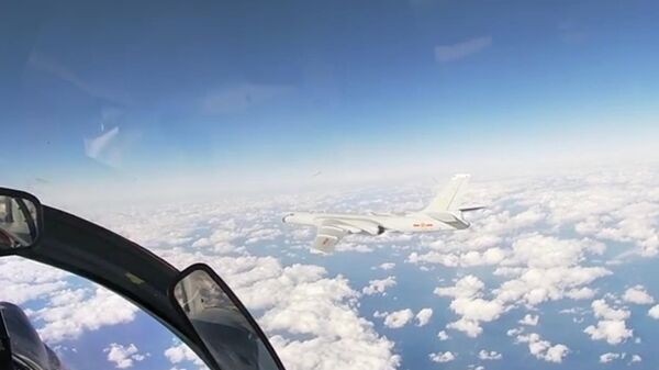 Скриншот видео воздушного патрулирования самолетами ВКС России