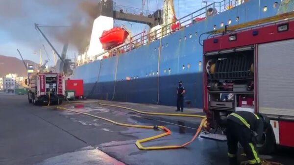 Ликвидация пожара на российском судне Свеаборг (Sveaborg) 