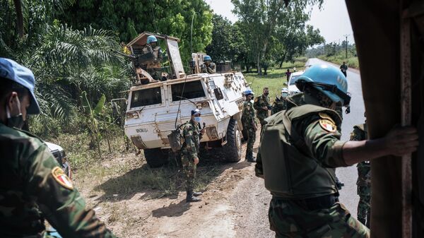 Миротворцы многопрофильной комплексной миссии ООН по стабилизации в ЦАР  на окраине Банги, столицы Центральноафриканской Республики