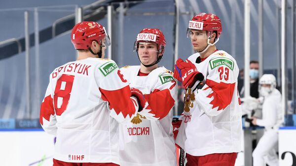 Хоккеисты молодежной сборной России на чемпионате мира