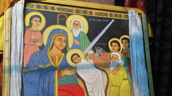 Эфиопская икона Рождества Христова