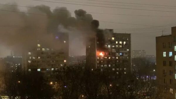 Кадры пожара на востоке Москвы