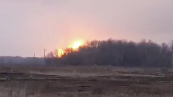 Скриншот видео Игоря Мосийчука о пожаре на газопроводе в Полтавской области Украины