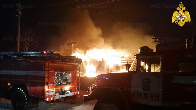 Ликвидация пожара в поселке Невон Усть-Илимского района Иркутской области