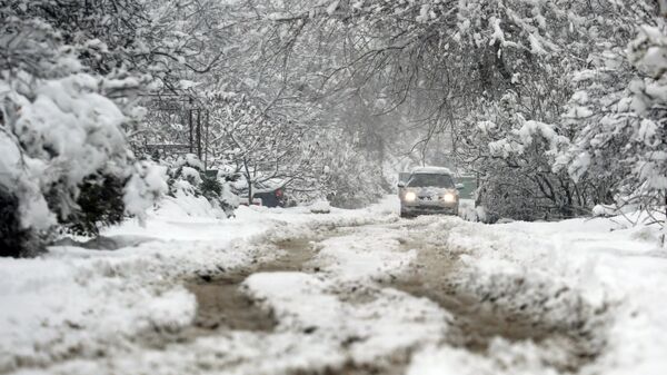 Автомобиль во время снегопада