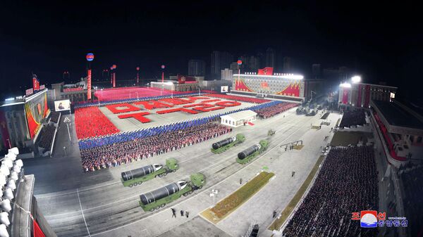 Военный парад по случаю VIII съезда Трудовой партии Кореи в Пхеньяне. 15 января 2021