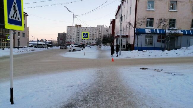 Место ДТП в Магадане, где водитель сбил трех девочек