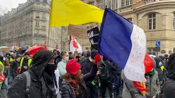 Плакаты, флаги, барабаны: первый в этом году Марш свободы в Париже