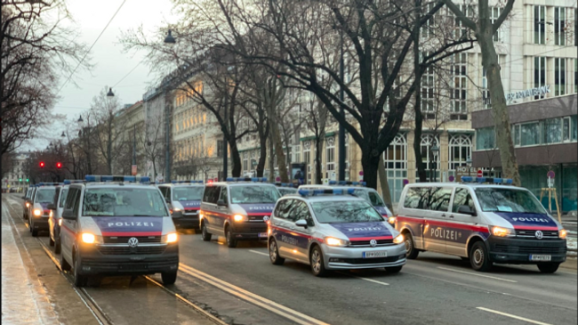 Полиция на акции протеста из-за ограничительных мер в Вене