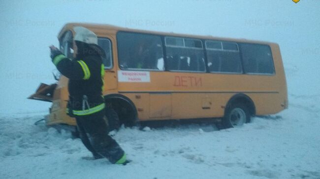 На месте ДТП с участием школьного автобуса под Калугой