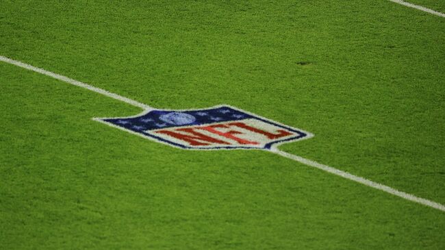 GREEN BAY, WISCONSIN - NOVEMBER 29: A general view of the NFL logo prior to a game between the Green Bay Packers and the Chicago Bears at Lambeau Field on November 29, 2020 in Green Bay, Wisconsin. The Packers defeated the Bears 45-21.   Stacy Revere/Getty Images/AFP