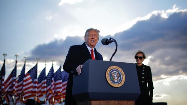 Президент США Дональд Трамп во время выступления на базе Эндрюс, штат Мэриленд