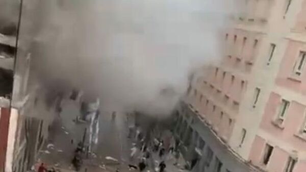 Кадры с места мощного взрыва в Мадриде