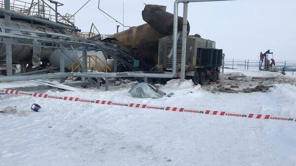 Место взрыва на нефтяном предприятии в Татарстане