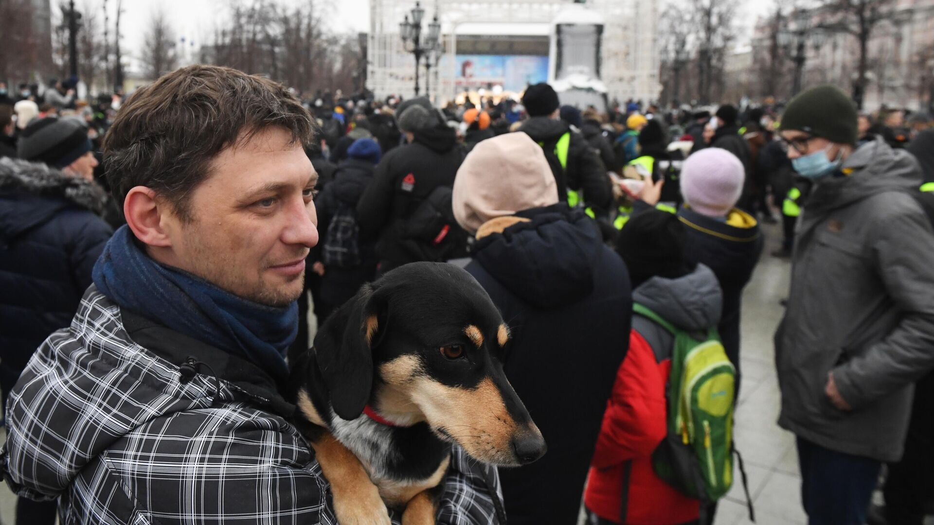 Участники несанкционированной акции сторонников Алексея Навального в Москве - РИА Новости, 1920, 23.01.2021