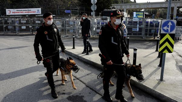 Полиция патрулирует улицы Стамбула, Турция 