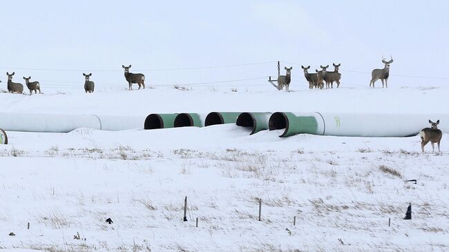 Трубы для нефтепровода Keystone XL в Гаскойне, Северная Дакота