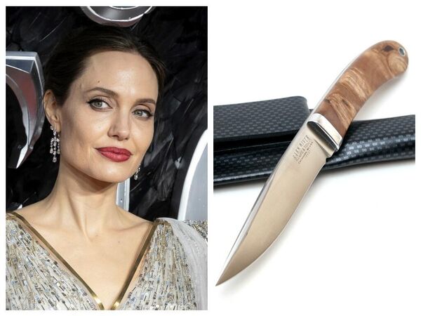 Актриса Анджелина Джоли и нож