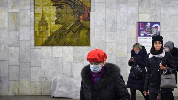 Пассажиры идут по переходу станции метро Боровицкая