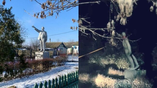 Памятник Ленину в Одесской области до и после сноса