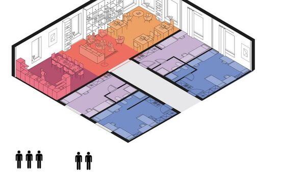Модуль Комфорт: 2 комнаты по 3 человека и 2 комнаты по 2 человека