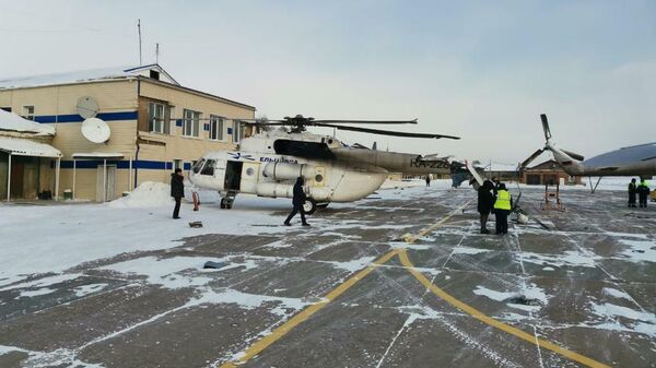 Последствия инцидента, произошедшего с вертолетом МИ-8АМТ на посадочной площадке Богучаны Красноярского края