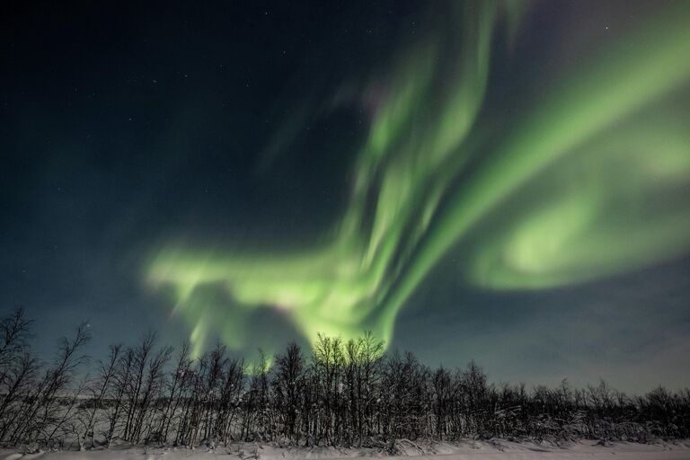 Северное сияние в Лапландии 