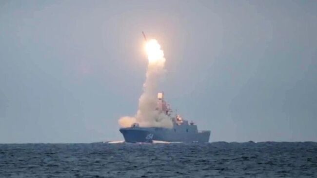 Запуск гиперзвуковой ракеты Циркон с фрегата Адмирал Горшков 