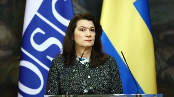 Министр иностранных дел Швеции Анн Линде на пресс-конференции по итогам встречи с Сергеем Лавровым в Москве