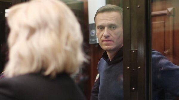 Алексей Навальный на заседании Московского городского суда. Кадр видео