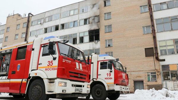 Ликвидация последствий пожара в административном здании на Ленинградском проспекте в Москве