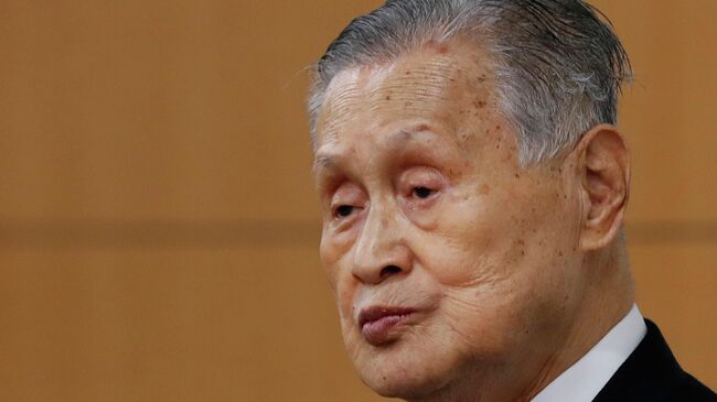 Tokyo 2020 president Yoshiro Mori listens a question from a journalist during a news conference in Tokyo on February 4, 2021. (Photo by KIM KYUNG-HOON / POOL / AFP)