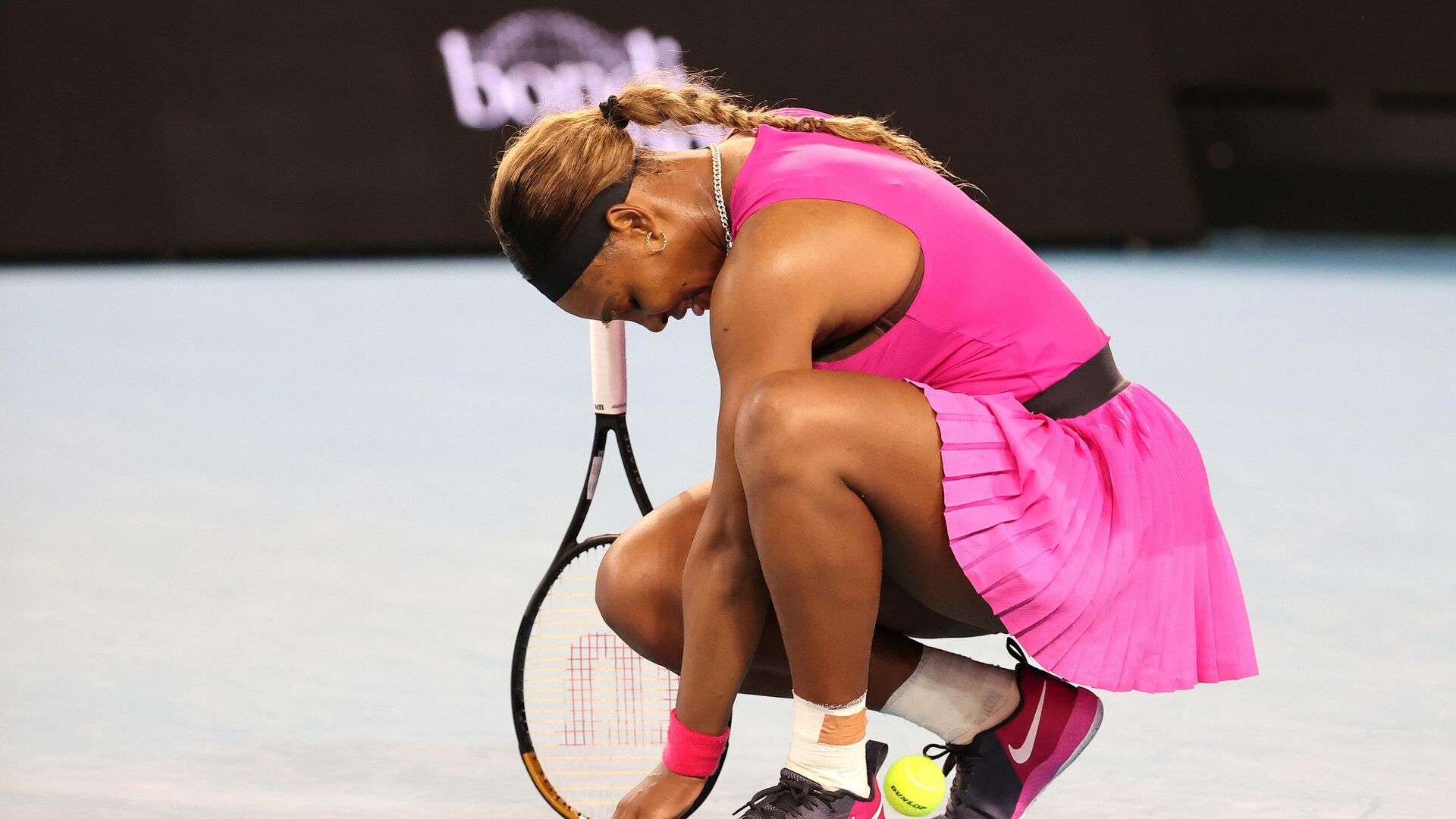 Serena Williams of the US reacts after a point against Danielle Collins of the US during their Yara Valley Classic Women's singles tennis match in Melbourne on February 5, 2021. (Photo by David Gray / AFP) / -- IMAGE RESTRICTED TO EDITORIAL USE - STRICTLY NO COMMERCIAL USE -- - РИА Новости, 1920, 05.02.2021