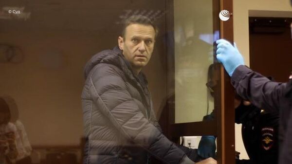Кадры с Навальным на суде по делу о клевете на ветерана