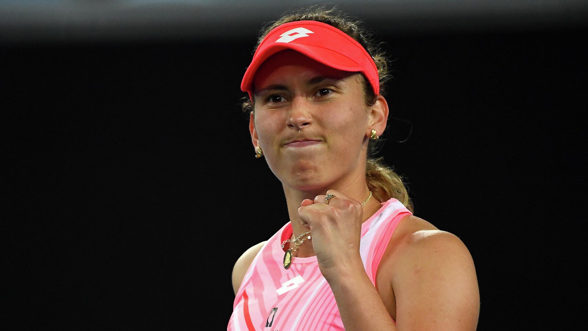 Belgium's Elise Mertens celebrates after winning against Ukraine's Elina Svitolina during their Gippsland Trophy women's singles match in Melbourne on February 5, 2021. (Photo by William WEST / AFP) / -- IMAGE RESTRICTED TO EDITORIAL USE - STRICTLY NO COMMERCIAL USE -- - РИА Новости, 1920, 05.02.2021