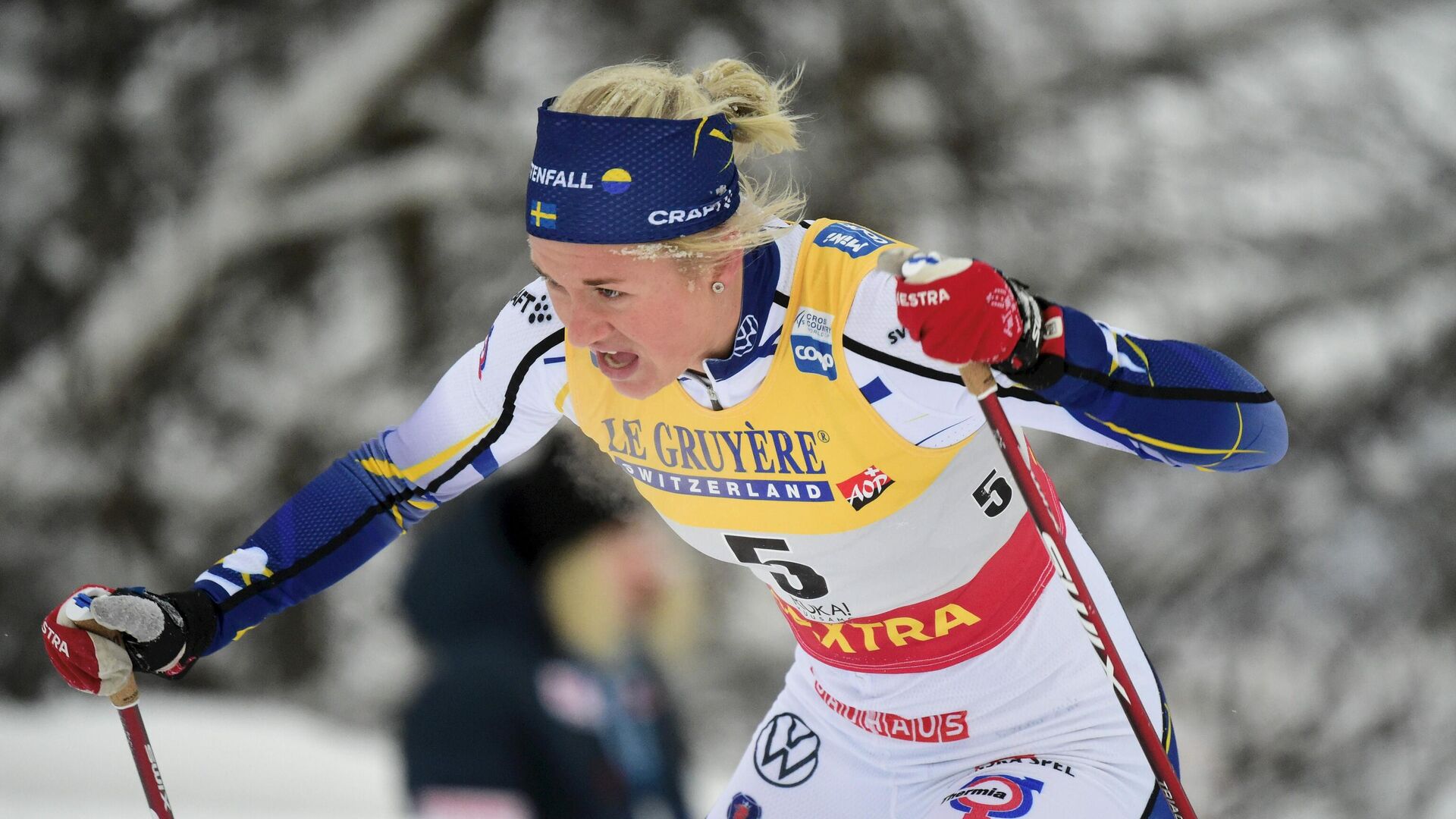 Maja Dahlqvist of Sweden competes in the women's cross country skiing freestyle 10 km pursuit competition at the FIS World Cup Ruka Nordic event in Kuusamo, Finland, on November 29, 2020. (Photo by Vesa Moilanen / Lehtikuva / AFP) / Finland OUT - РИА Новости, 1920, 06.02.2021