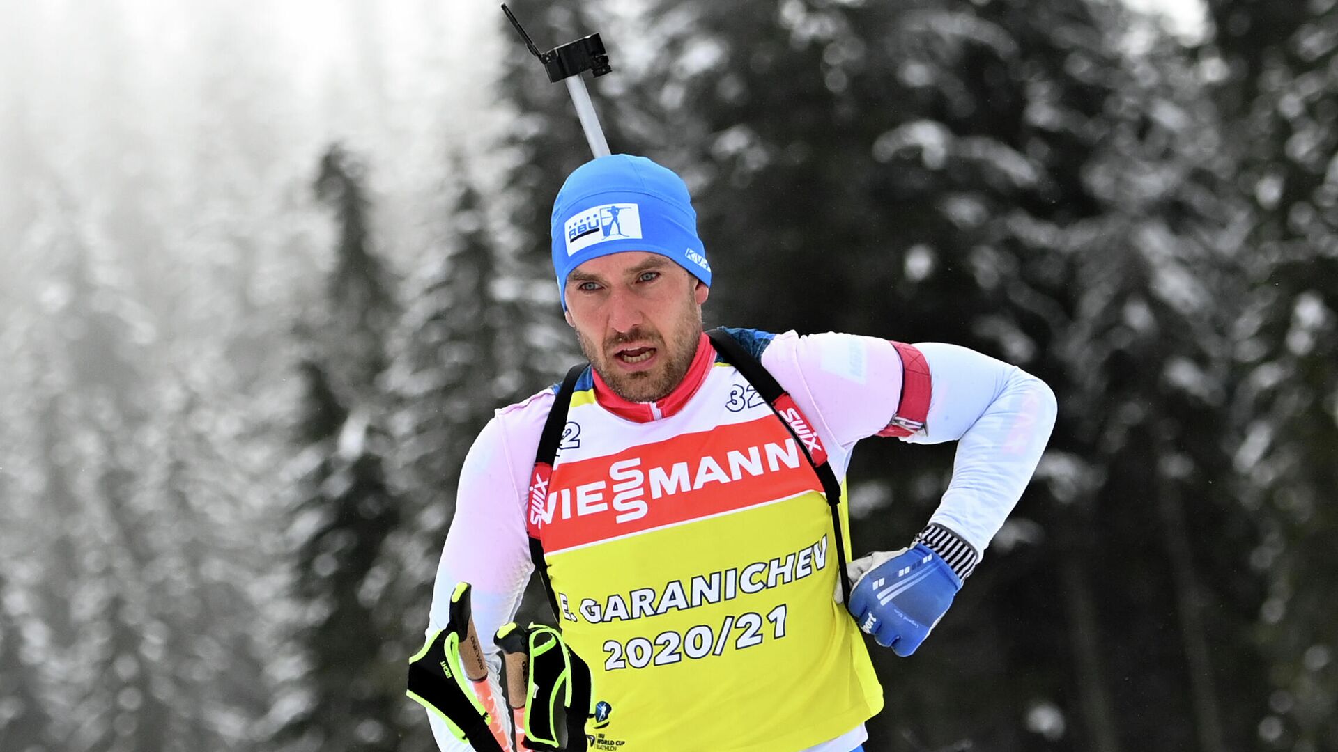 Евгений Гараничев (Россия) на тренировке перед началом соревнований на чемпионате мира по биатлону 2021 в словенской Поклюке. - РИА Новости, 1920, 01.12.2021