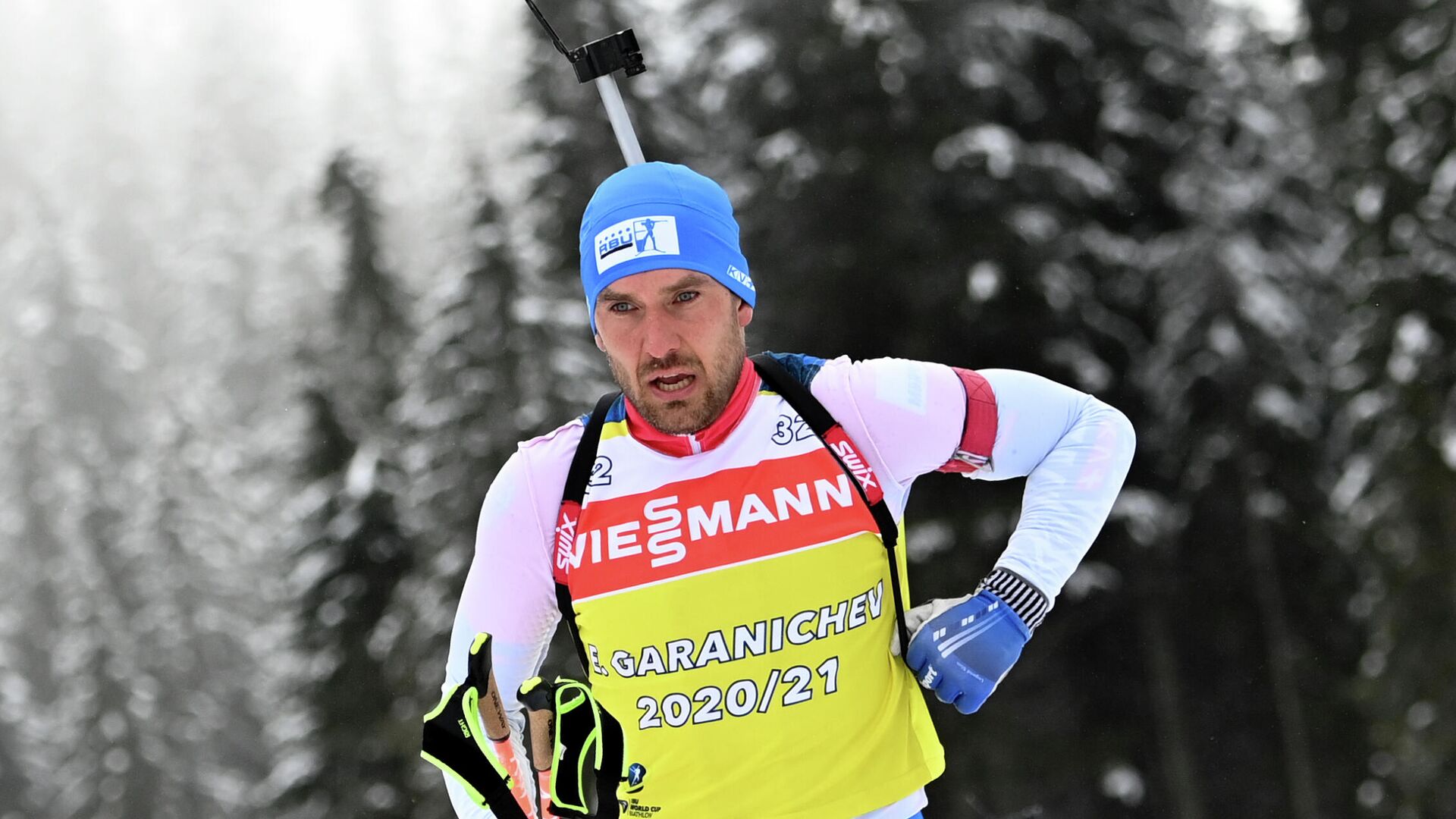 Евгений Гараничев (Россия) на тренировке перед началом соревнований на чемпионате мира по биатлону 2021 в словенской Поклюке. - РИА Новости, 1920, 01.12.2021