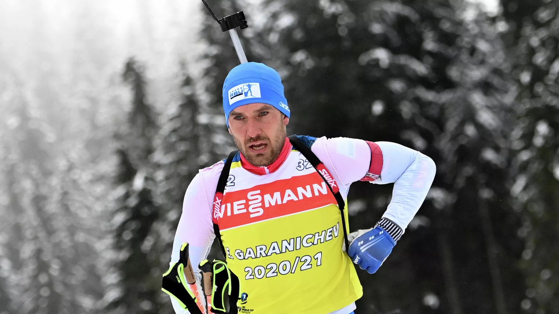 Евгений Гараничев (Россия) на тренировке перед началом соревнований на чемпионате мира по биатлону 2021 в словенской Поклюке. - РИА Новости, 1920, 09.02.2021