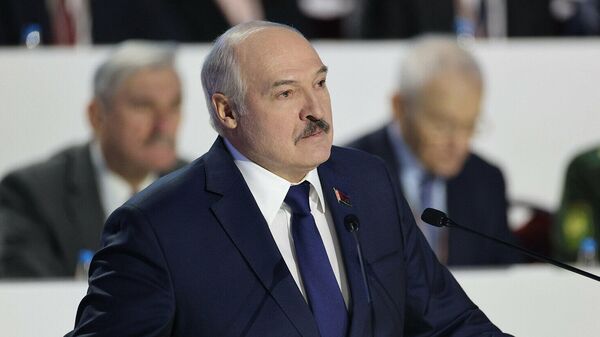 Президент Белоруссии Александр Лукашенко во время выступления на Всебелорусском собрании в Минске