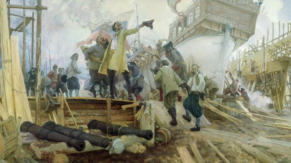 Постройка в Воронеже флотилии для второго Азовского похода Петром I в 1696 г., Юрий Кушевский, 2009 год