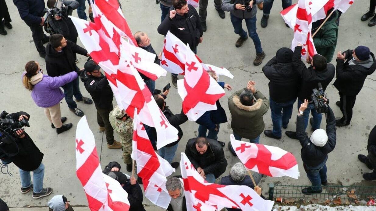 Сторонники лидера оппозиционной партии Грузии Единое национальное движение (ЕНД) Никанора Мелия - РИА Новости, 1920, 23.02.2021