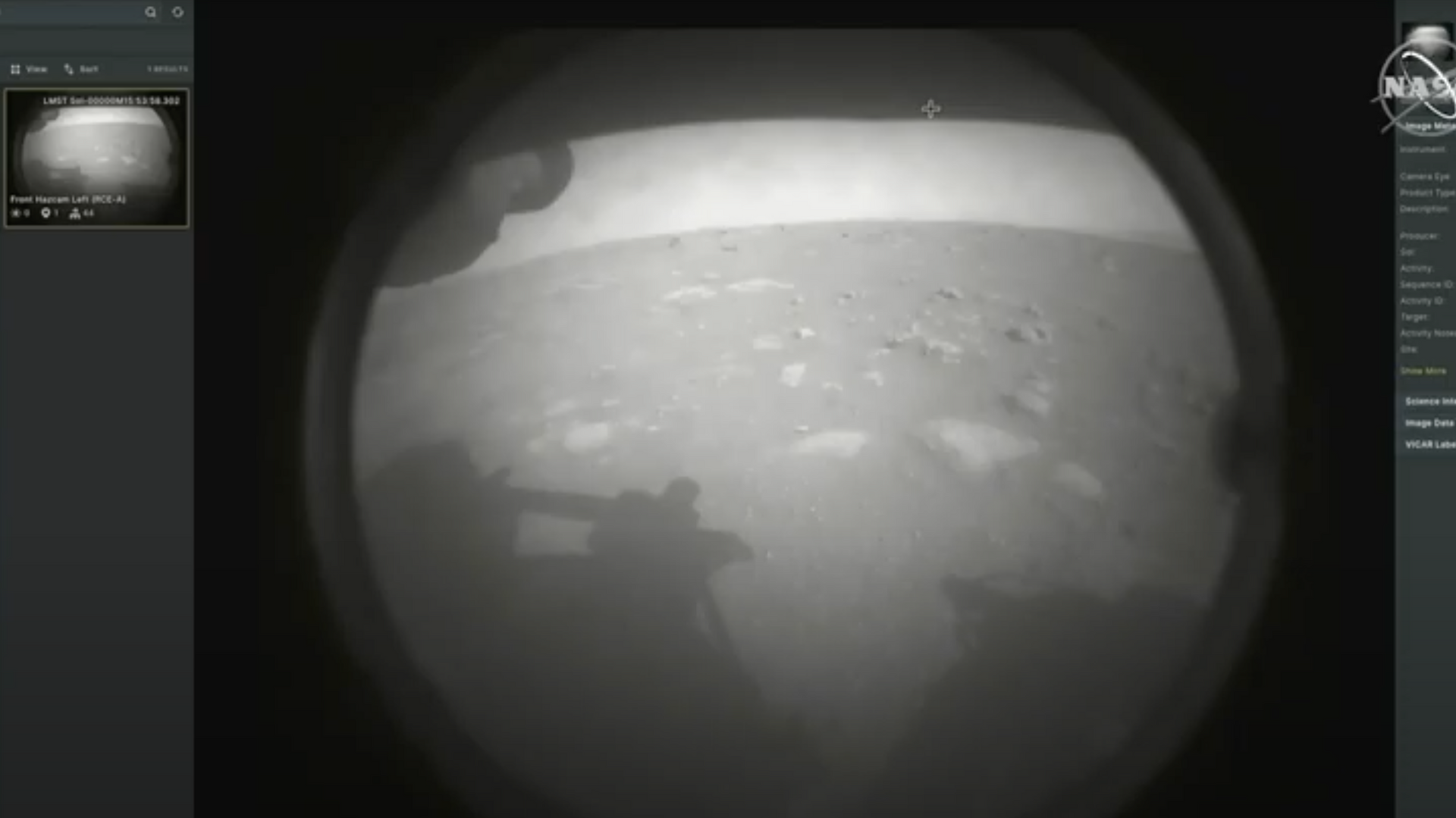 Первая фотография Марса, сделанная сразу после посадки ровера Perseverance на поверхность планеты - РИА Новости, 1920, 19.02.2021