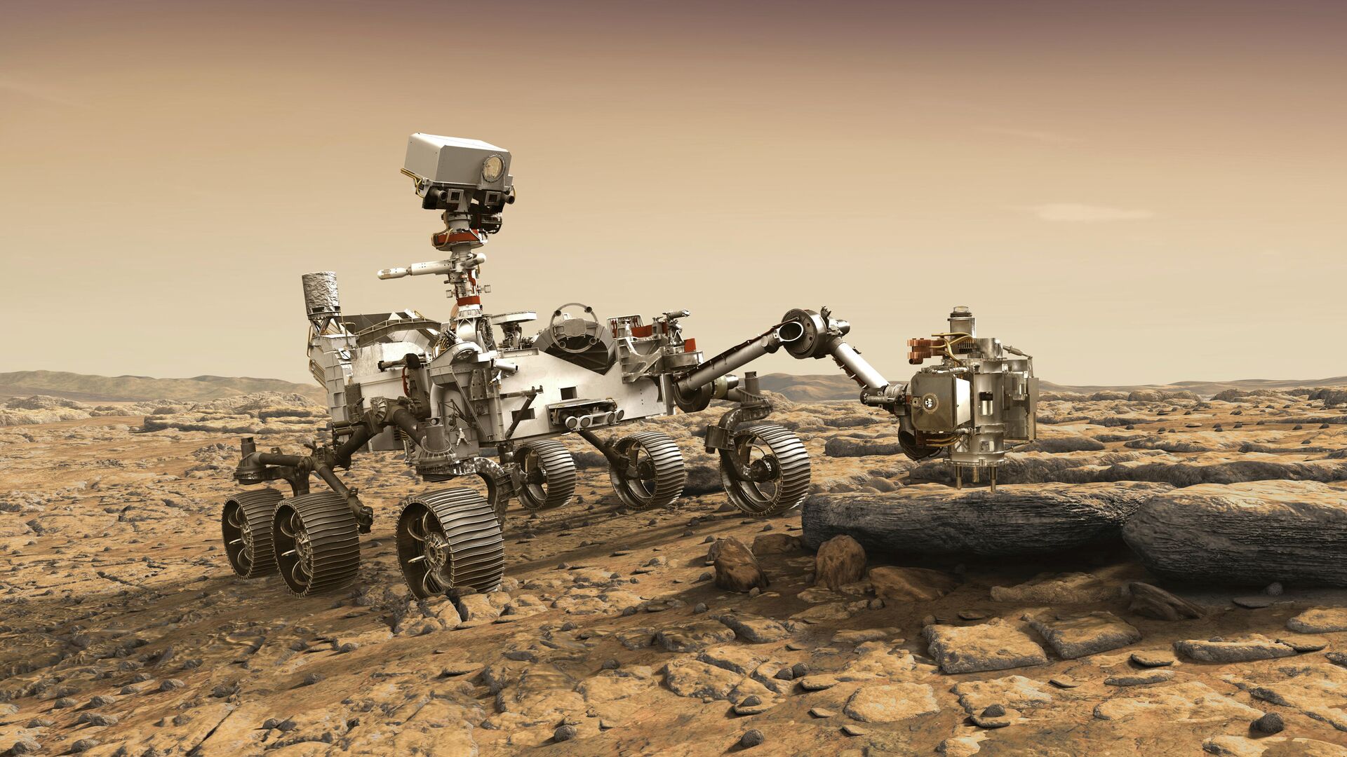 Художественное изображение марсохода Perseverance на поверхности Марса - РИА Новости, 1920, 17.11.2021