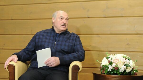 Президент Белоруссии Александр Лукашенко во время встречи с президентом  РФ Владимиром Путиным