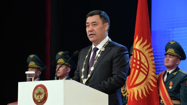 Президент Садыр Жапаров во время инаугурации в Киргизии